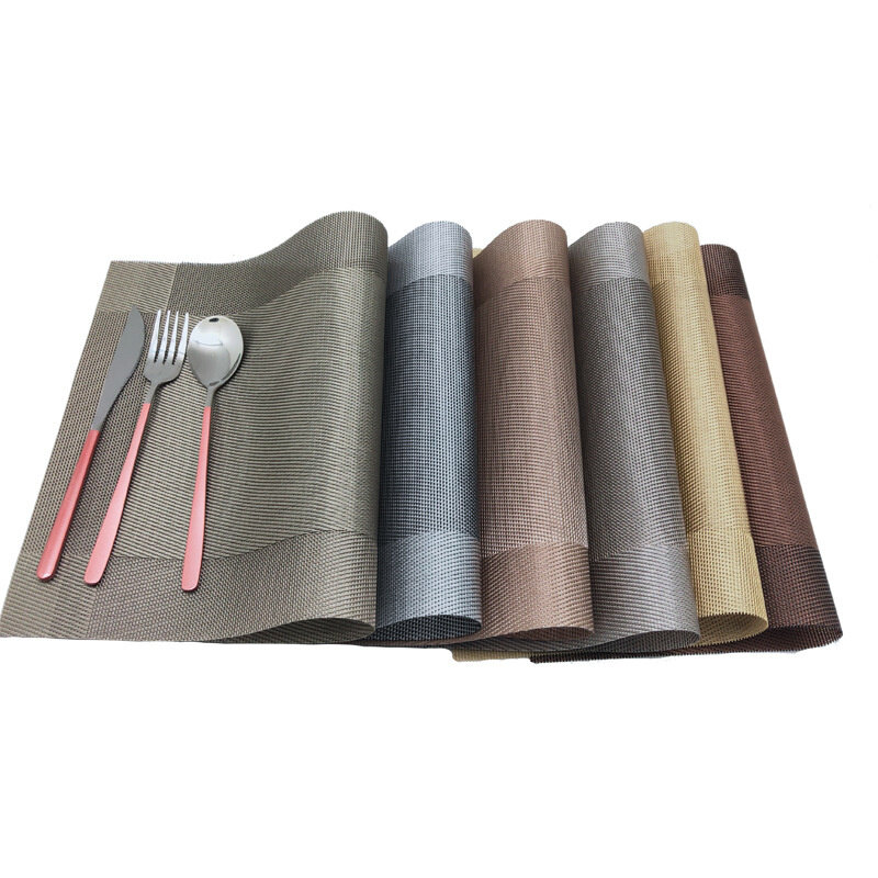 Double Frame PVC Woven Western Thickened Striped Oil Proof Heat Insulation Meal Mat, Tea Cup Mat For Bar Counter