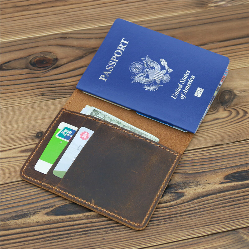 여성 남성 정품 빈티지 비즈니스 여권 커버 홀더 다기능 ID 은행 카드 PU 가죽 지갑 케이스, 여행 액세서리