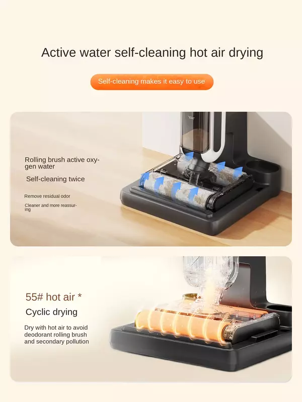 UWANT X100max Floor washer Double rolling brush extended edge cleaning Wireless sweep mop mop integrated vacuum cleaner