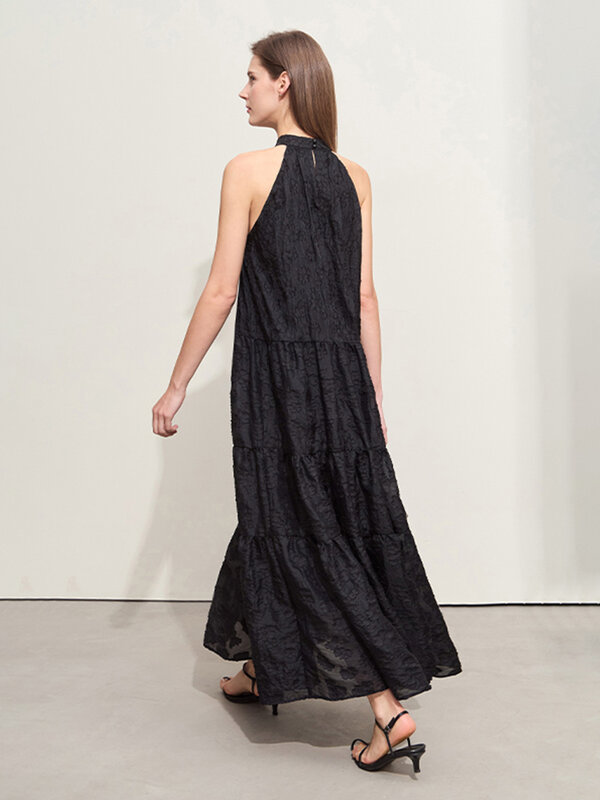 Amii Minimalism 2024 Summer New Loose Long Dress Sleeveless Large A-line Chiffon Jacquard Elegant Dresses for Women 12452064