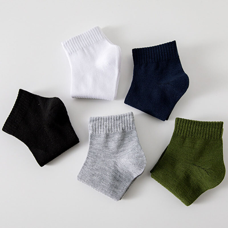 5 Pairs Men's Polyester Cotton Mid Tube Socks Solid Color Waistband Versatile Sport Classic Sports Meias Wholesale EU 38-43
