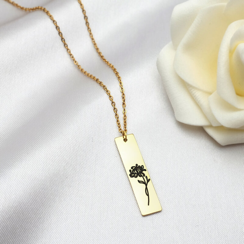 Personalized Birth Flower Necklace Flower Jewelry Birth Month Flower Necklace With Birth Stone Birth Mother's Day Birthday Gifts