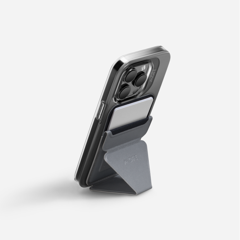 Jepret asli dudukan ponsel & dompet, tas kartu magnetik tepi kartu tempat ponsel untuk iPhone 14/13 Pro Max pengisian nirkabel
