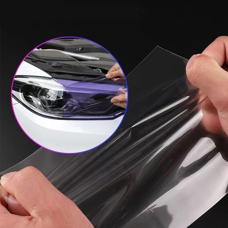 Película de protección de faros fotocromáticos inteligentes de TPU PPF autoajustable, cambio de Color blanco a negro, película decorativa de protección de lámpara de coche