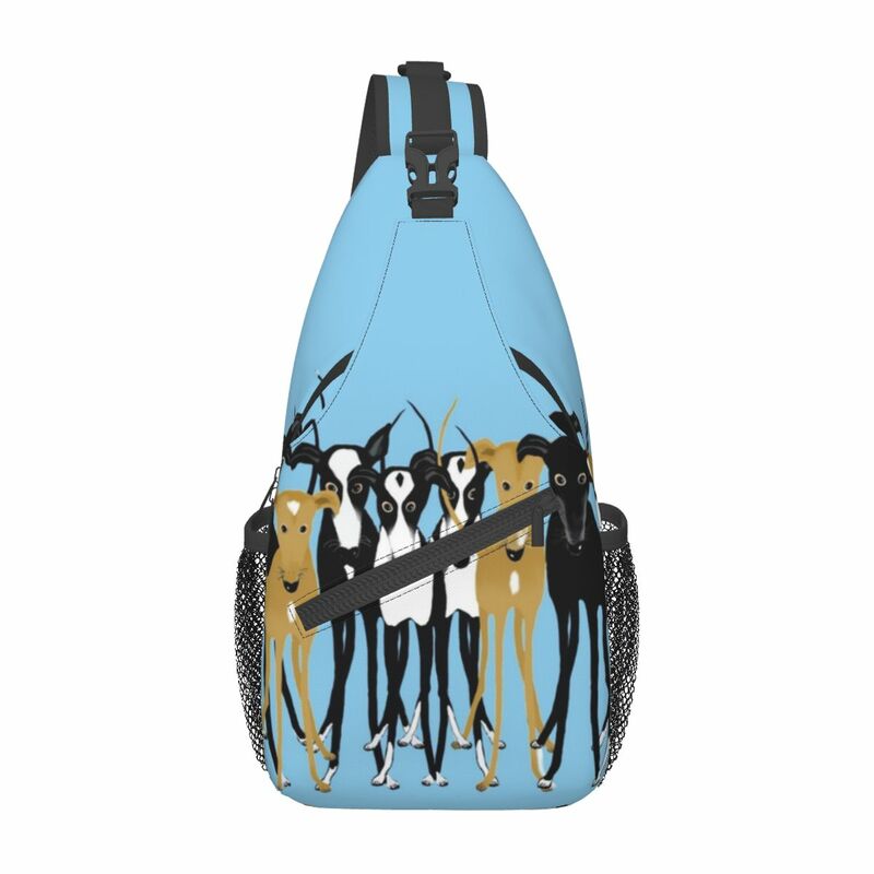 Greyhound Whippet Small Sling Bags Chest Crossbody Shoulder Backpack Hiking Travel Daypacks Lurcher Dog Galgo Cartoon Printed