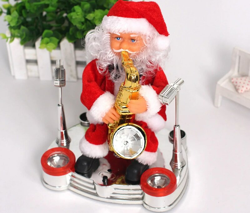 ใหม่ของเล่นไฟฟ้าสำหรับเด็กซานตาคลอสพร้อมไฟดนตรีซานตาคลอสแกว่งได้ตกแต่งโต๊ะของขวัญคริสต์มาส