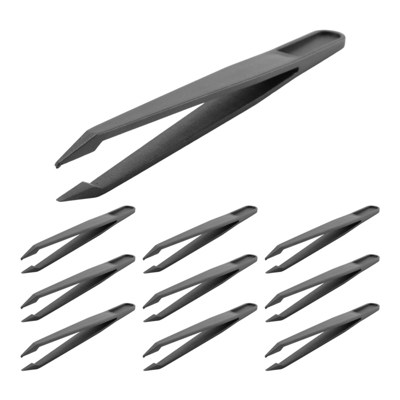 Pinzas antiestáticas de punta de plástico negro, 10 piezas, 12cm de longitud