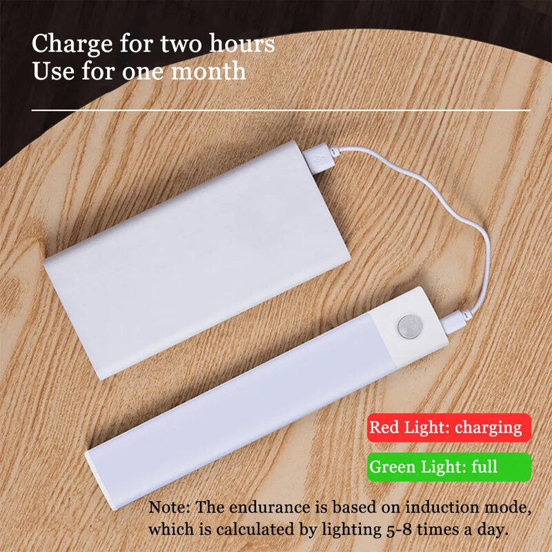 10-40CM Ultra cienki LED szafka lekka światło na czujnik ruchu bezprzewodowy USB akumulator do kuchni szafa sypialniana oświetlenie