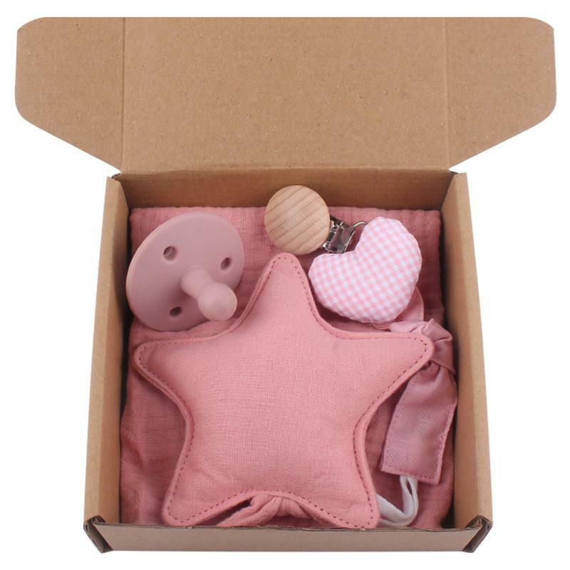 Baby Stuff Gift Set Corrente Chupeta Toalha de saliva Chupeta Teether Toy Baby Birth Presente de Natal para bebê, 5-3pcs