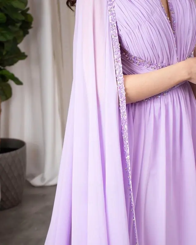 Yipeisha-vestido de gasa con cuentas y lentejuelas para mujer, hasta el suelo traje elegante fruncido, ideal para fiesta de graduación, Arabia Saudita, 2024