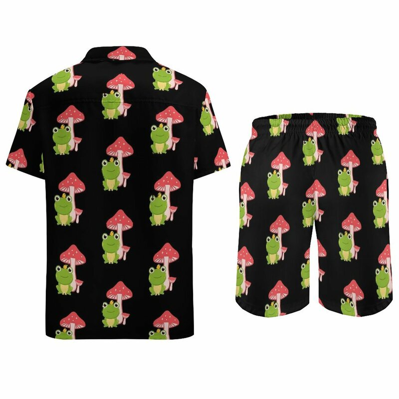 Urocza żaba grzybowa zestawy dla mężczyzn zestaw koszula na co dzień zwierząt Kawaii Vintage spodenki Fitness Outdoor kostium na lato 2-częściowe ubrania Plus Size