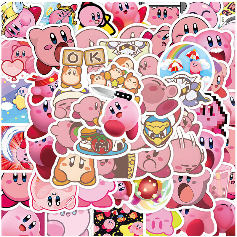 10/30/60 buah stiker Kirby Anime kartun lucu stiker Kawaii mainan anak-anak Laptop buku tempel telepon Buku Harian stiker dekorasi dinding Mobil
