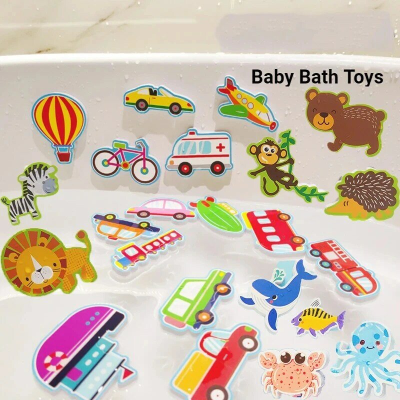 Pegatinas de baño para niños, juguetes de baño para bebé, rompecabezas cognitivo educativo, juguete flotante de espuma para bañera de bebé, juguetes de baño