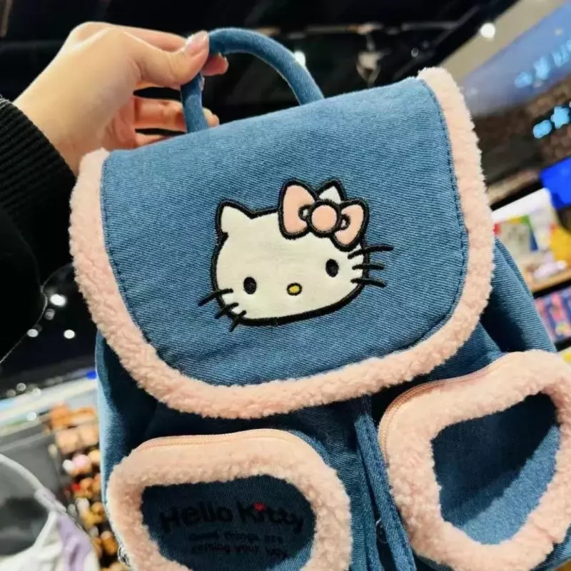 Sanrio-mochila escolar informal de Hello Kitty para estudiantes, mochila de doble hombro ligera de gran capacidad con dibujos animados, novedad