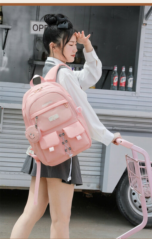 Ransel untuk siswa kuliah wanita kapasitas tinggi ransel punggung tas Laptop trendi tas sekolah anak perempuan tas buku ransel perjalanan tas sekolah