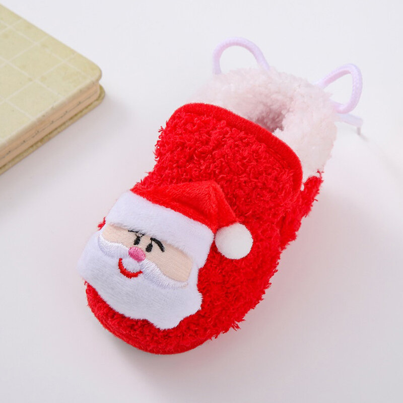 Dziecko buty świąteczne, Santa Claus Snowman łosia miękka podeszwa antypoślizgowe buty do chodzenia buty zimowe dla małych dzieci