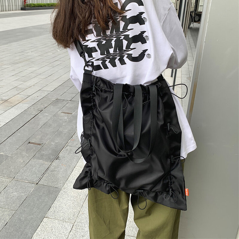 Modne wodoodporne damskie torebki jednokolorowe czarno-białe torby na ramię duża kobieca torba w stylu Casual Crossbody dla dziewczynki