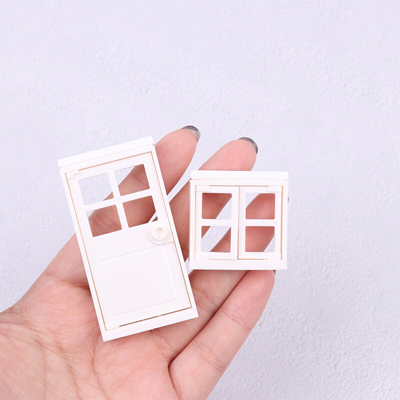 الأبواب والنوافذ البلاستيكية منزل النمذجة لعبة الديكور لتقوم بها بنفسك نافذة 1/12 دمية مصغرة الملحقات
