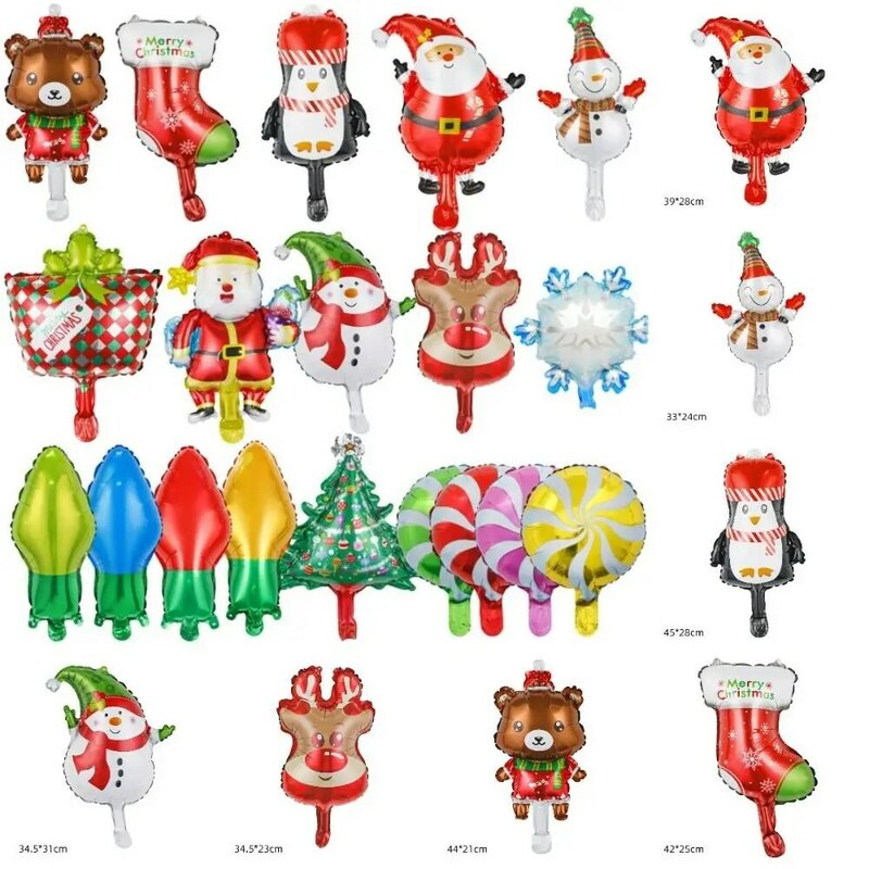 Grand ballon en aluminium de dessin animé pour la décoration de fête, père Noël, bonhomme de neige, bonbon écologique, joyeux Noël, thème de bonne année, boule en aluminium
