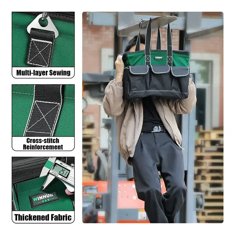 Waterproof Tool Bags Rectangular Strap Large Capacity Durable Tool Kit Electrician Portable OrganizerCanvas Storage Bag