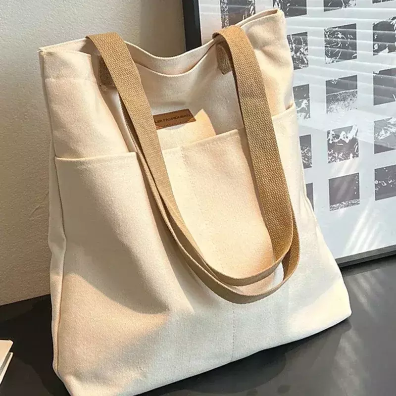 TW16 bolsas de compras de lona, bolso de chaleco de viaje de algodón, serie blanca y negra, bolsos de supermercado y comestibles