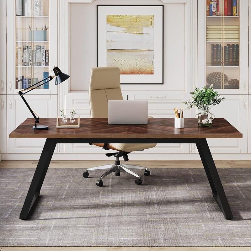 オフィステーブル,モダンでシンプル,大きなフレーム,作業テーブル,ライティングテーブル,63インチ