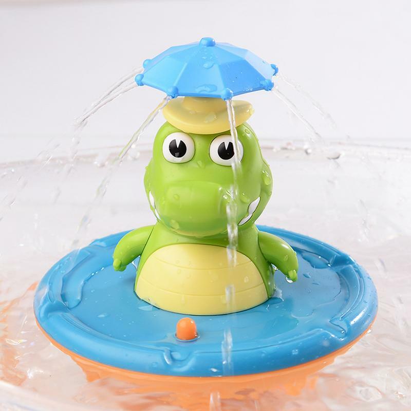Mainan mandi buaya bayi isi daya baterai, mainan mandi buaya penyiram air otomatis 5 mode semprotan air