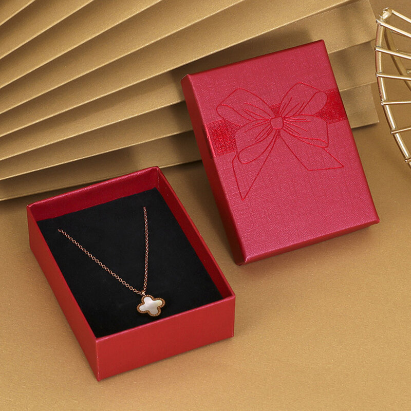Caja organizadora de joyas con patrón de lazo de mariposa, caja de regalo para anillo de compromiso, pendientes, collar, pulsera, embalaje de exhibición de regalo