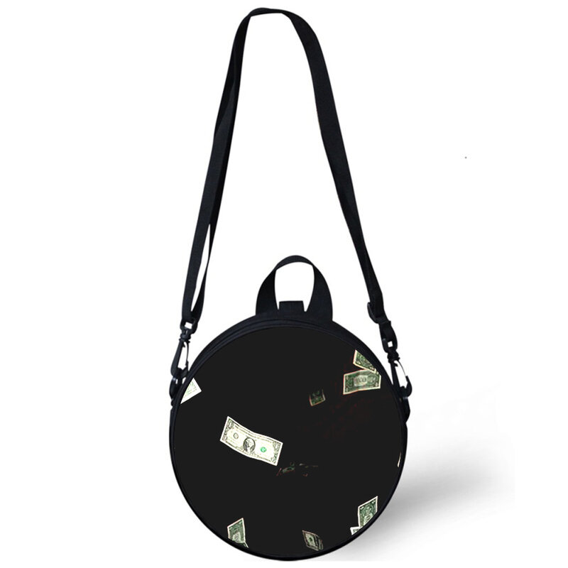 Долларовые доллары США, Детская сумка для детского сада, сумки через плечо с 3D принтом для школьниц, женские круглые мини-сумки, прочная сумка