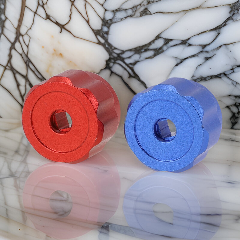 Manifold Gauges Knob para torneira alças, operação suave, liga de alumínio, punho redondo da roda, vermelho e azul