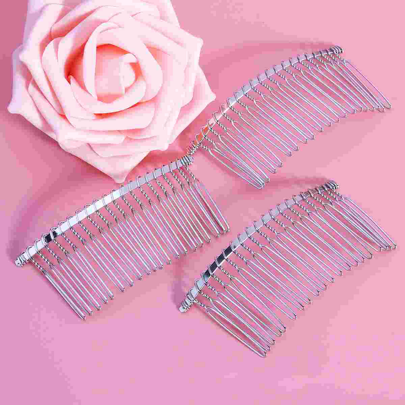 TINKSKY 3pcs 78cm 20 Teeth Fancy DIY Metal Wire Hair Clip Combs Bridal Wedding Veil Comb For Veils (Silver)