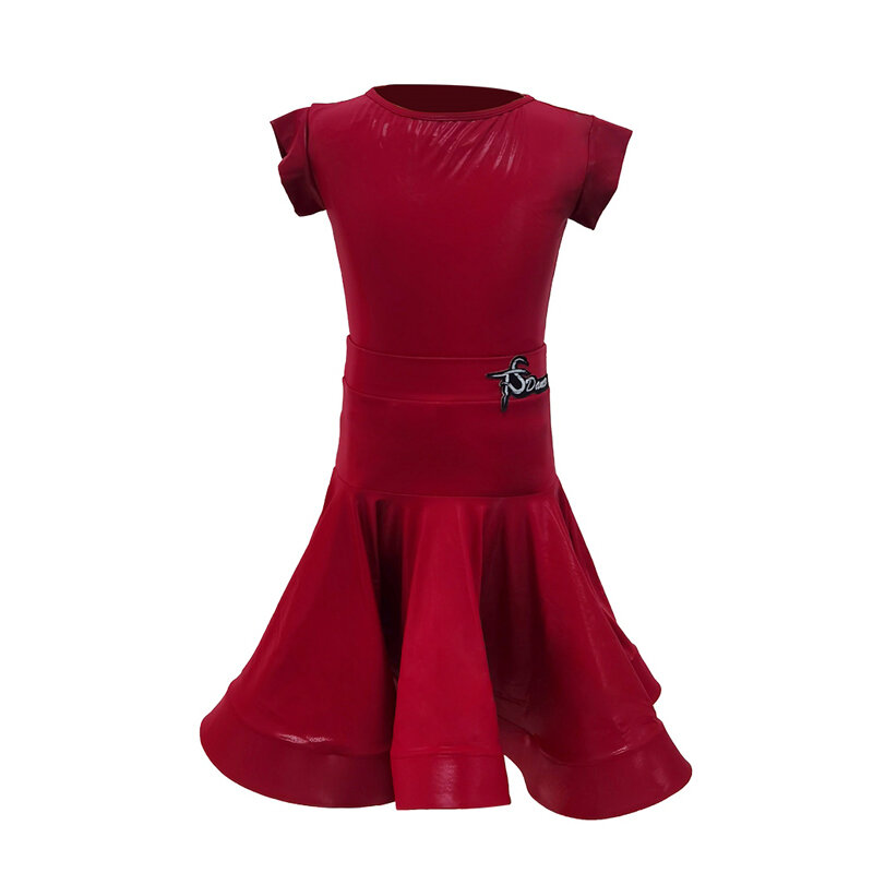 Женское платье для латиноамериканских танцев, блестящее кожаное платье с разрезом и юбкой, модель DN17901