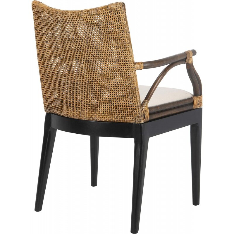 Safavieh-Cadeira de vime para casa, cadeira tropical, marrom e preto, Safavieh