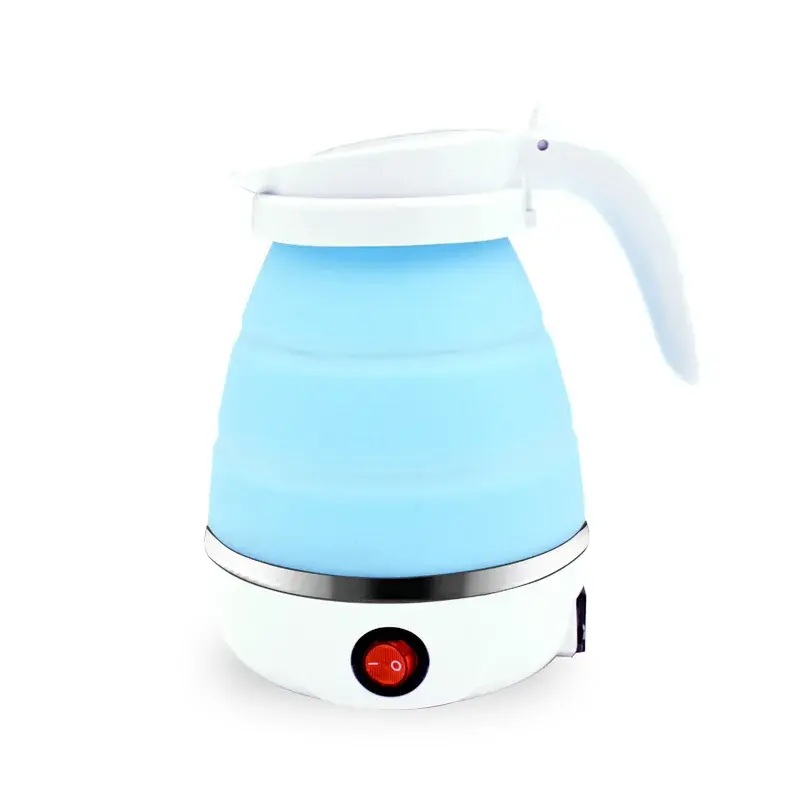 เครื่องทำน้ำอุ่นกาน้ำชาซิลิโคนแบบพกพา teko listrik MINI กาต้มน้ำได้สำหรับกลางแจ้งหม้อชาบ้านกาต้มน้ำ0.6L 600วัตต์