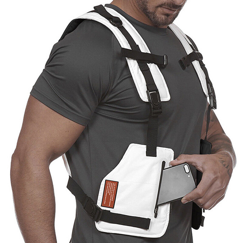 Bolso de pecho para hombre, chaleco táctico reflectante, impermeable, para teléfono móvil, riñonera de seguridad con múltiples bolsillos, antirrobo