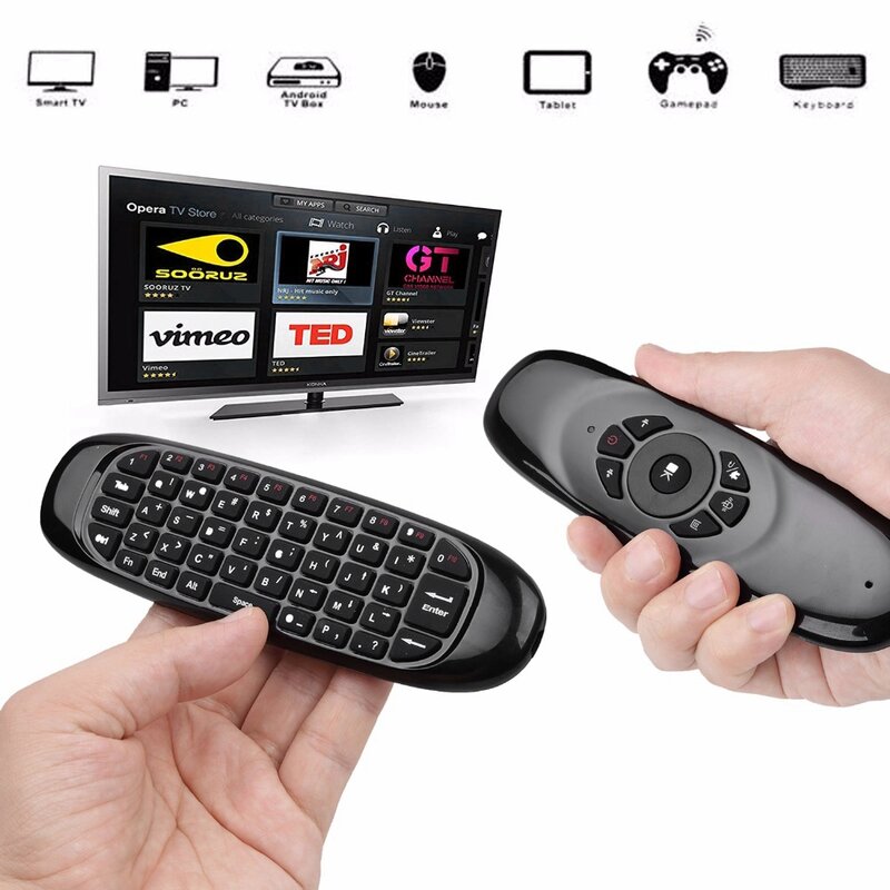 Remote kontrol Keyboard nirkabel, Mouse udara 2.4G untuk Android kotak TV komputer versi bahasa Inggris 6 sumbu giroskop