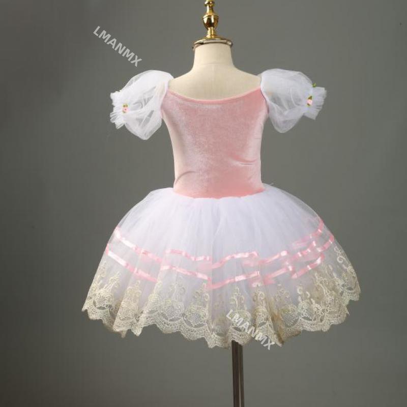 Vestido Tutu de Ballet Profissional para Crianças e Adultos, Competição Gisele Rosa, Tutu Flor para Meninas, Vestido Leotard Bailarina
