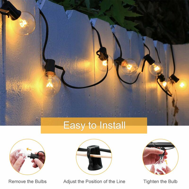 Sphoon 50FT Globe Patio Garland String Lights G40 7W Incandescent Bulb Connectable Hanging Christmas Lights for Backyard Porch