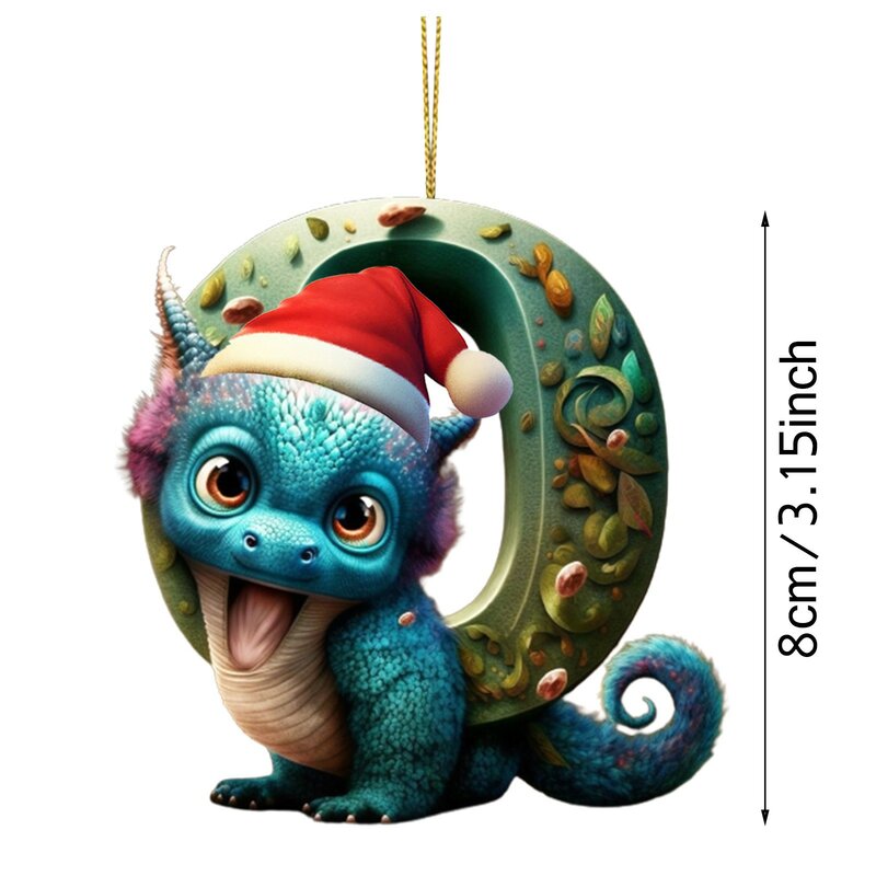 26 Letters Christmas Cute Dragon Baby Hanging Ornament Tree Charm Decorations For 2024 New Year Home Xmas Tree Ornament Gifts