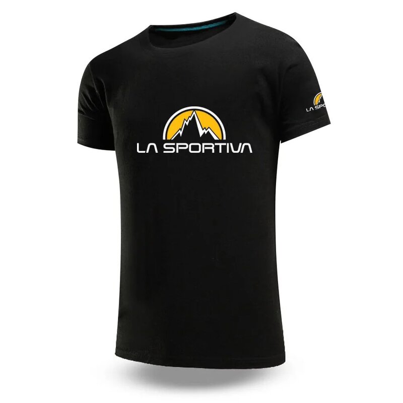 2024 Summer Men's La Sportiva Logo Print Simplicity Cotton Streetwear Casual Round Neck Solid Color Popular Quality Short Sleeve