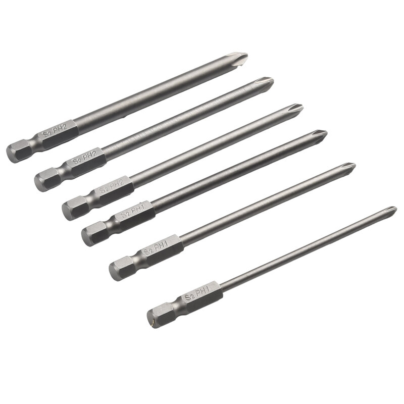 6Pcs/Set 1/4 Shank 100mm Long   Steel Magnetic Hex Cross Head Screwdriver Bit 3/4/4.5/4.5/5/6mm Screwdriver Manual Tool Parts