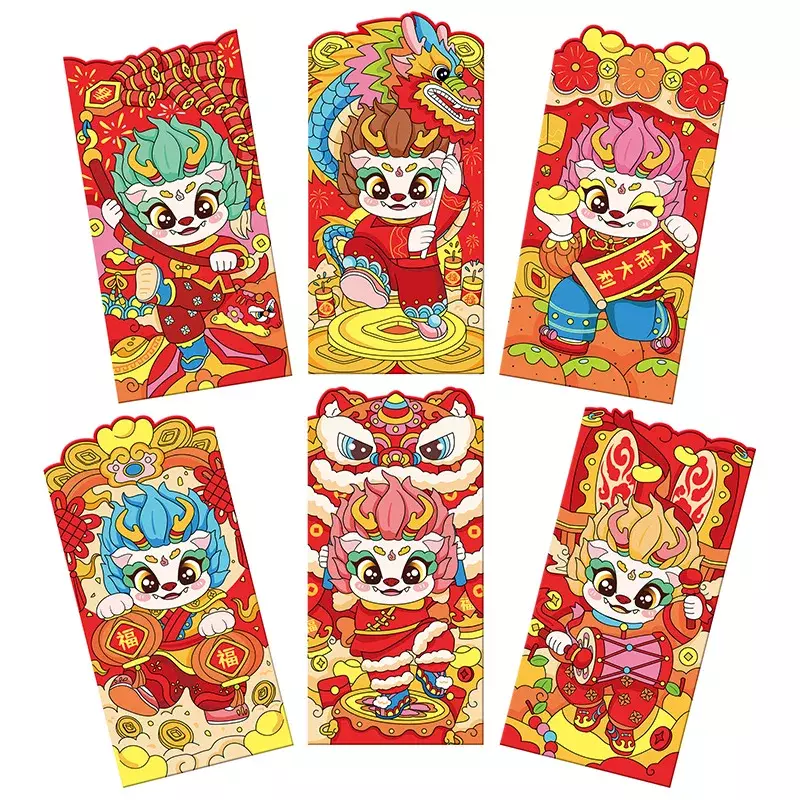 2024 Year Dragon Red Packet Thickening New Year cartoon creative three-dimensional special-shaped lucky money bag is sealed