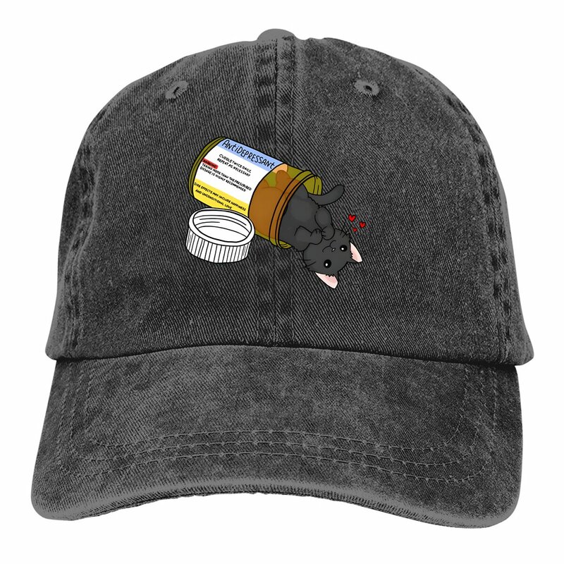 Washed Men's Baseball Cap Kitty Antidepressant Love Medicine Trucker Snapback Caps Dad Hat Cats Golf Hats