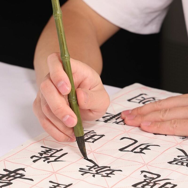 Kuas kaligrafi Cina cat air minyak kuas menulis Injil rambut serigala kayu perlengkapan seni kuas cat seni lukisan minyak