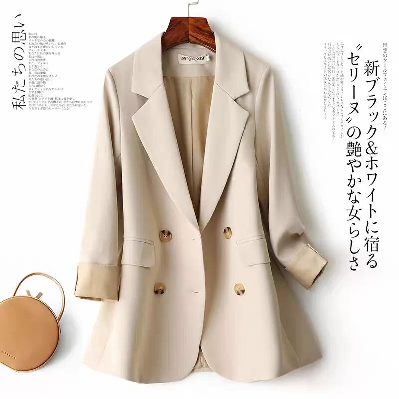 Blazer de manga comprida feminino, terno casual, blazer de escritório, tops femininos, moda coreana, novo, primavera, outono, 2022