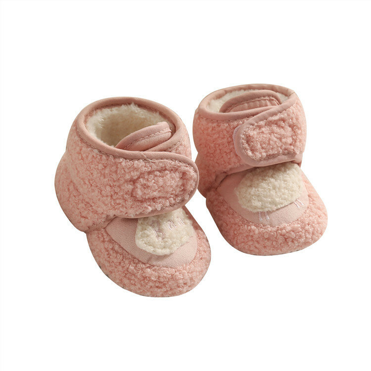 أحذية قطنية للأطفال 0-1 سنة الفتيان والفتيات زائد المخملية سميكة الشتاء أحذية دافئة لينة سوليد حذاء طفل صغير لا كعب النعال