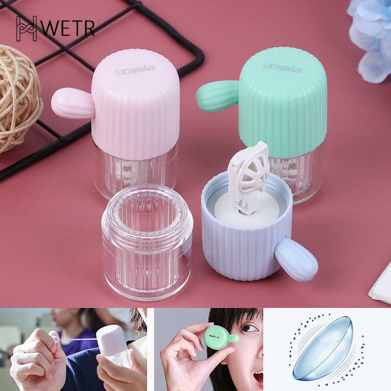 1X Portable Contact Lens Cleaner Case Box Manual Rotation Washer Cleaning Travel