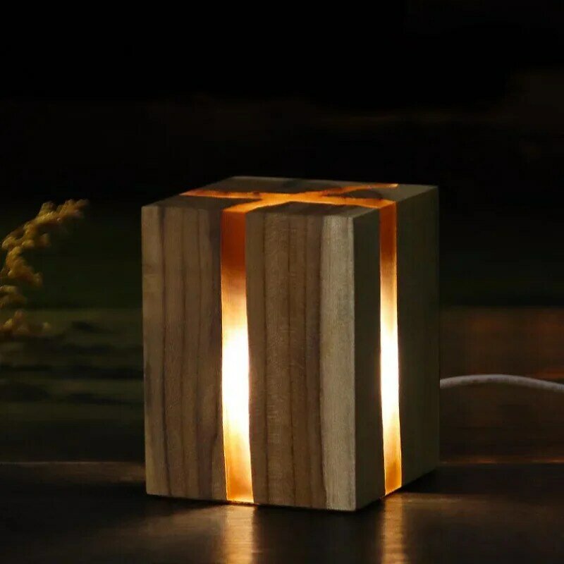 Kreative Schlafzimmer Nachttisch lampe Desktop Crack Lampe Atmosphäre Dekoration Ornamente Massivholz nordischen Design Geschenk führte Nachtlicht