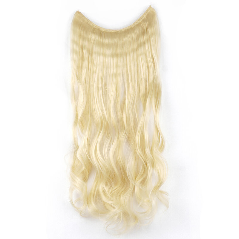 Soowee 17 kleuren lang grijs blond synthetisch haar haarstukjes verlengstuk vis lijn onzichtbare golvende halo hair extensions voor vrouwen