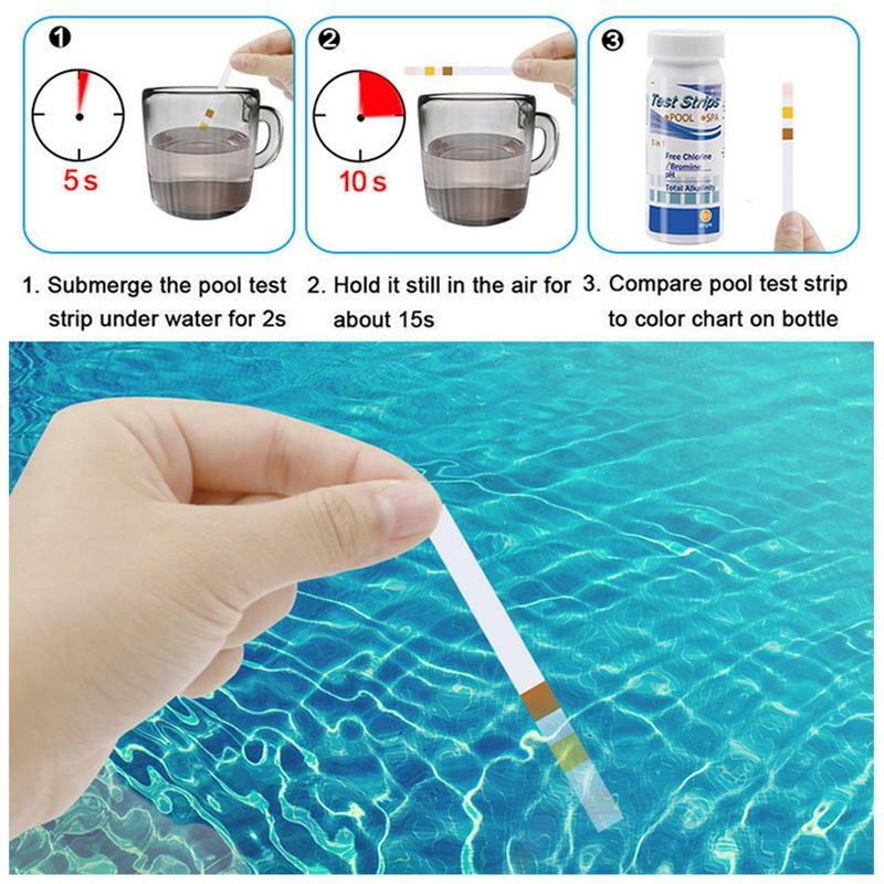 Pool Test Strips PH Tester Paper Swimming Pool Test Strip Chlorine PH Value Hardness Test Strip Multi-Functional Testing Supplie